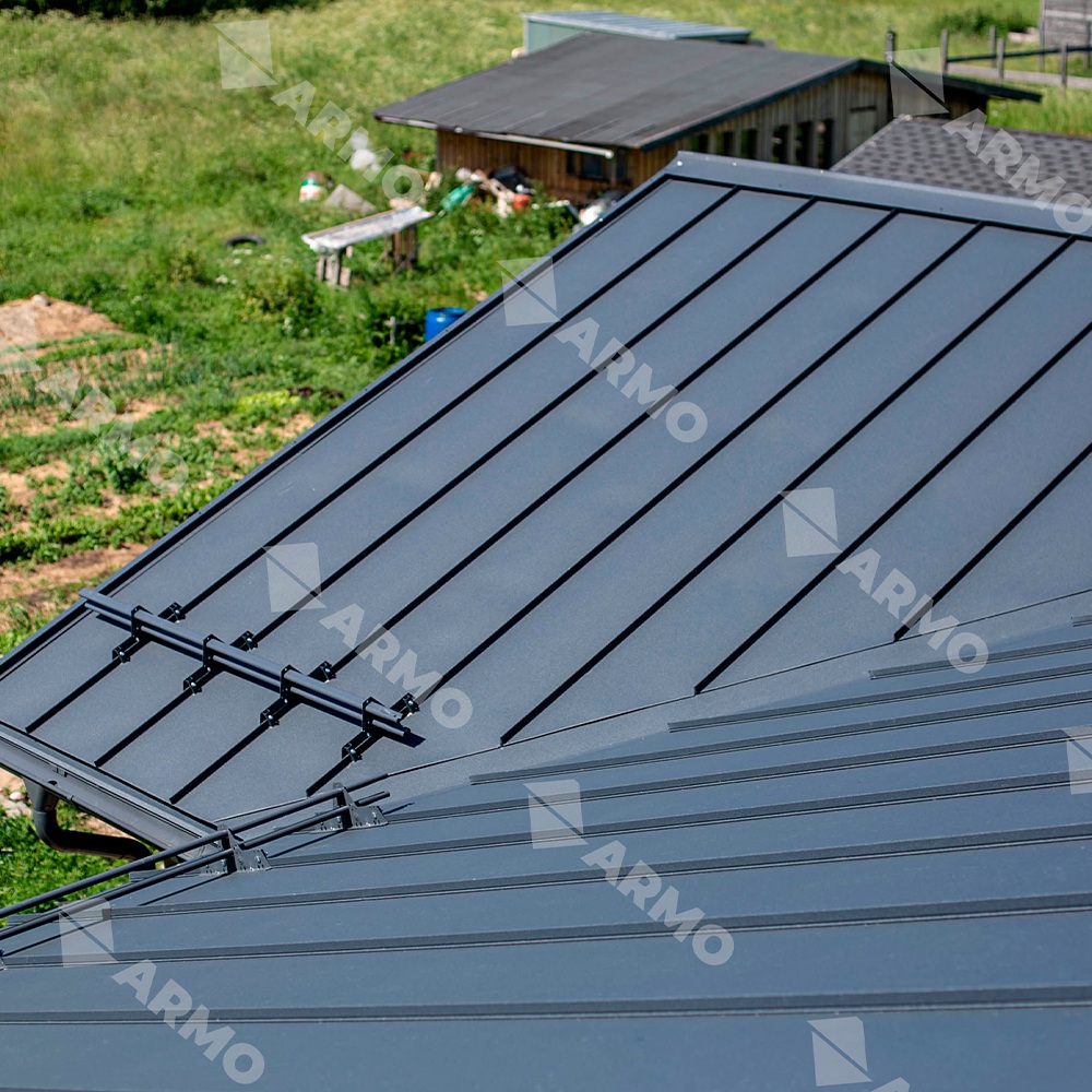 Самозащелкивающийся фальц ARMO 0,5 мм Rooftop Бархат Zn275 RAL8019