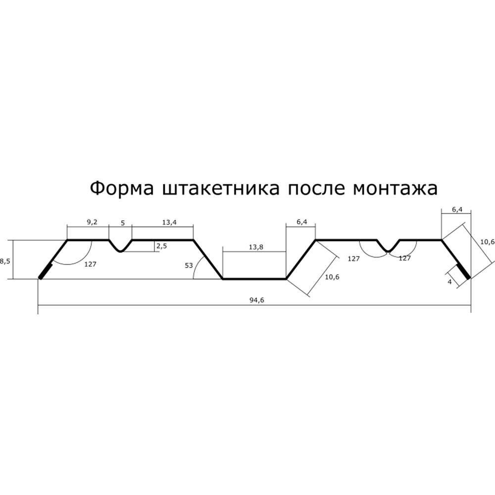 Штакетник М9-95 0,5 RAL 7024/7024, 1,8 м