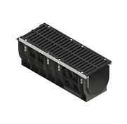 Standart Park Лоток водоотводный пластиковый с решеткой щелевой чугунной (кл. E) PolyMax 1000х385х380,5 мм
