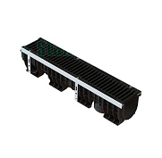 Standart Park Лоток водоотводный пластиковый с решеткой щелевой чугунной (кл. C) PolyMax  Drive 1000х210х216 мм