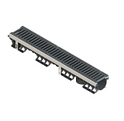 Standart Park Лоток водоотводный пластиковый с решеткой щелевой чугунной (кл. D) PolyMax  Drive 1000х160х136 мм