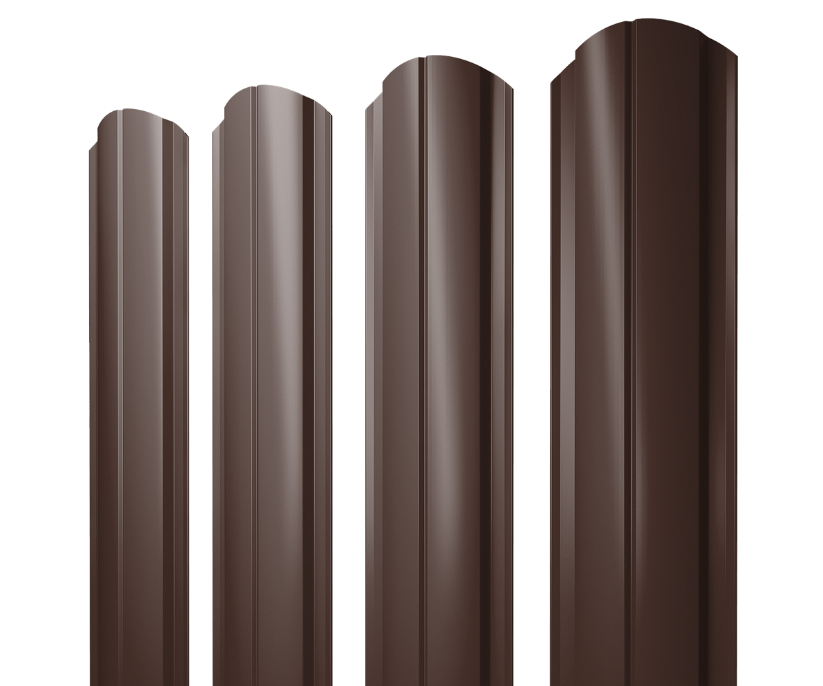 Штакетник Полукруглый Slim фигурный GL 0.45 мм 8017/8017 (коричневый) РЕ двусторонний 2.00 м