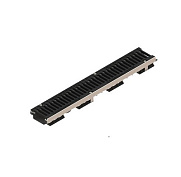 Standart Park Лоток водоотводный пластиковый с решеткой щелевой чугунной (кл. D) PolyMax  Drive 1000х160х76 мм